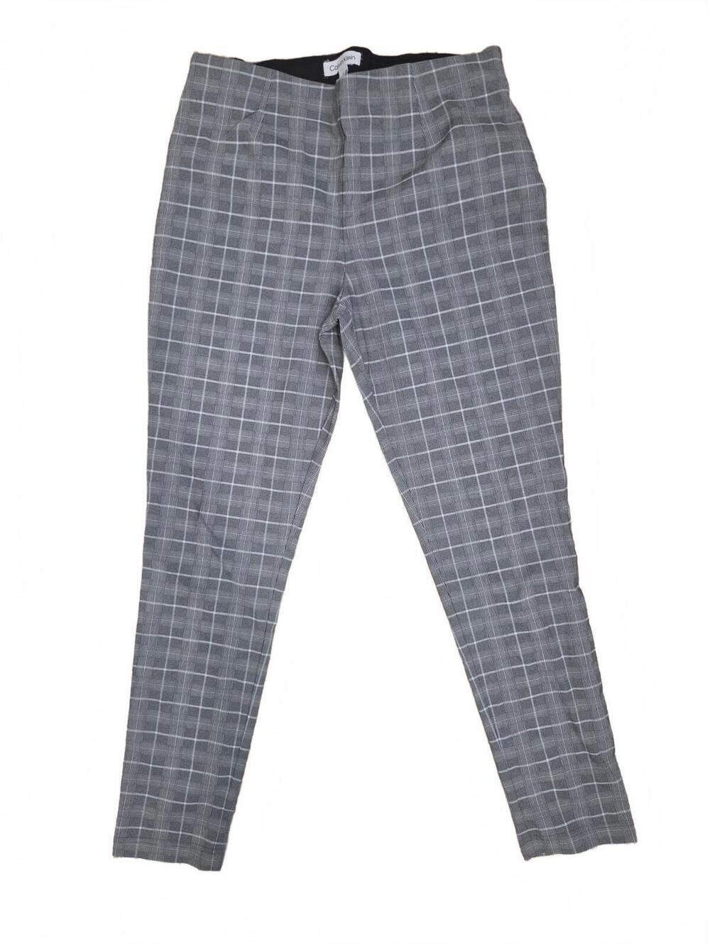 Calvin Klein Gray White Plaid Ankle Trousers Pants Womens Size 10